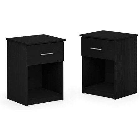 HomeStock Nightstand With Handle With One Drawer-Finish:Americano Quantity:Set of 2