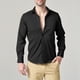 thumbnail image 1 of Blusa y camisa de manga larga con cuello vuelto para hombre, informal, con botones, lisa, de manga larga, transpirable, de poliéster, 1 of 4