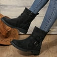 thumbnail image 6 of Versatile Women's Mid-Tube Boots Thick-Heeled Strappy Fashion Casual Fall Winter Footwear Black,36, 6 of 9