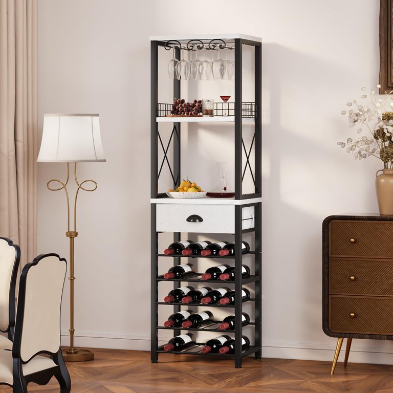 Wine Glass Holder Storage Qriocioa Corner Wine Rack With LED Lights ...