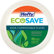 ( 2 Pack ) Hefty EcoSave 100% Compostable 10.125 In. Plates 45 Count