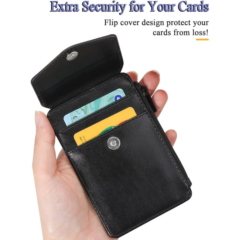 Teskyer Badge Holder with Side Zip Pocket, Multiple Card Slots Leather ID  Holder Wallet with Neck Lanyard for Office Staffs, Teachers/Students