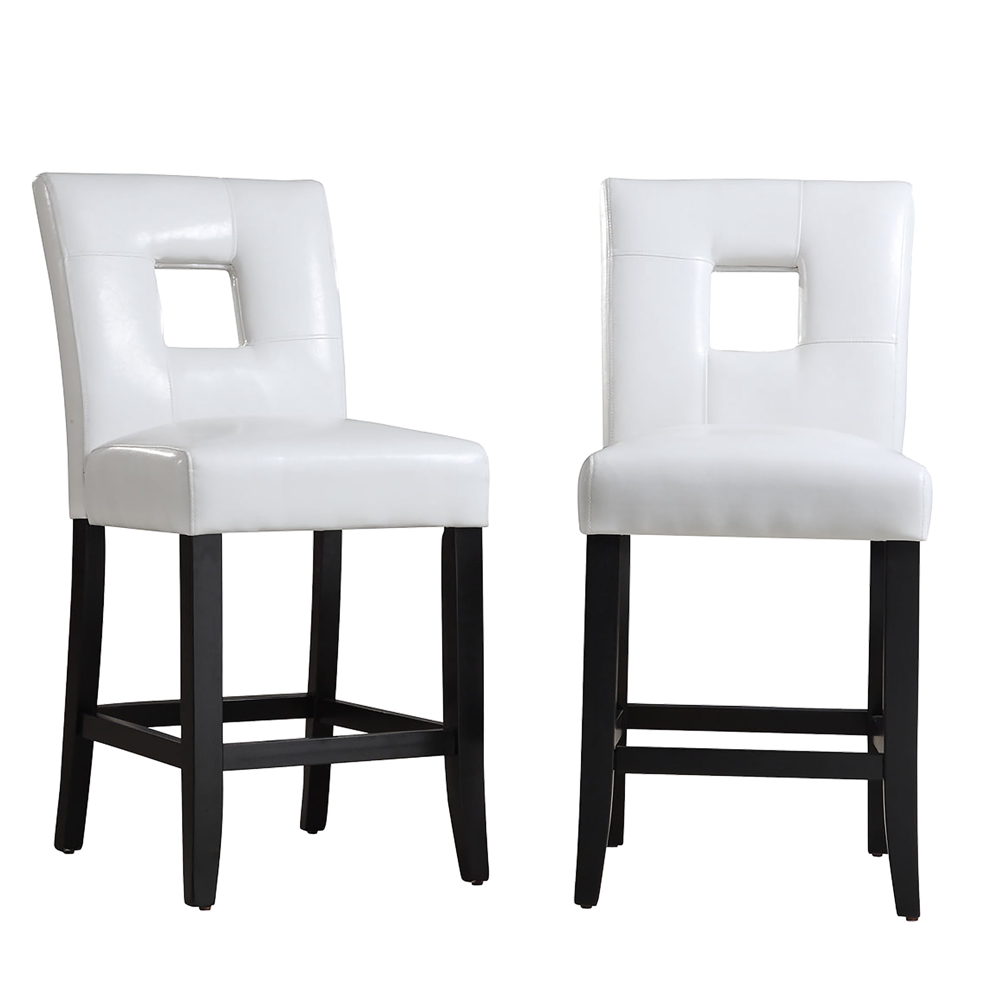 Weston Home Landen Faux Leather Keyhole Counter Height Stool, Set of 2, White