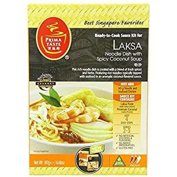 NineChef Bundle - Prima Taste Laksa Coconut Curry Sauce Kit 6.6 Ounce (4 Pack)(4 Pack) 1 NineChef Brand Long Handle Spoon