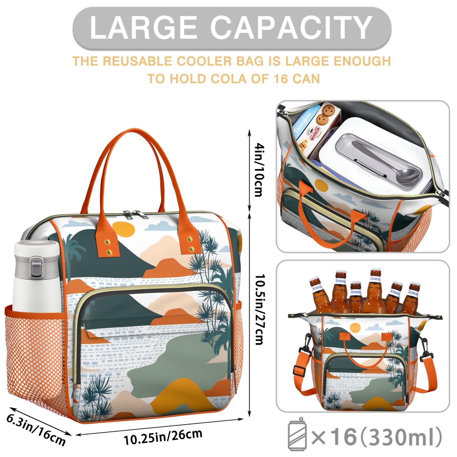 Hawaiian Beach Landscape Insulated Lunch Box - Four-Layer Construction Keeps Food Cold/Warm, Perfect for School, Office & Outings