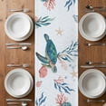 thumbnail image 4 of Table Runner 36 Inches Long for Kitchen Dining, Turtle Coastal Dresser Scarf Farmhouse, Dining Table Decorations for Wedding/Parties, Summer Beach Ocean Shell Jellyfish Starfish 13 x 36 In, 4 of 8