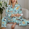 thumbnail image 6 of Yiaed Dogs Print Pajamas Women's Long Sleeve Sleepwear Soft Button Down Loungewear Pjs Lounge Set Nightwear Womens Pajama Pants-Medium, 6 of 7