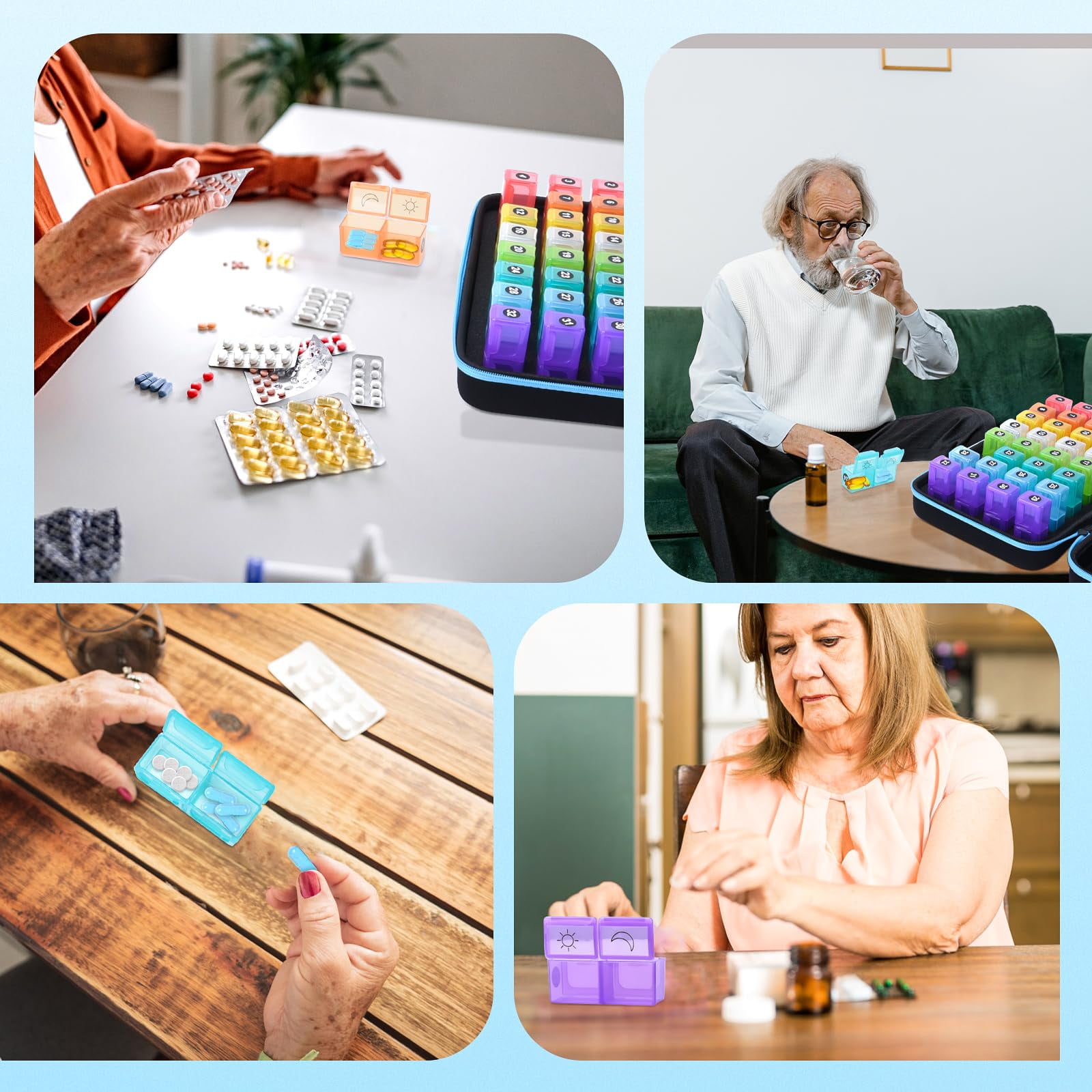 BEFUNZL Monthly Pill Organizer 2 Times a Day, Medicine Organizer Box 32 Days Pill Holder