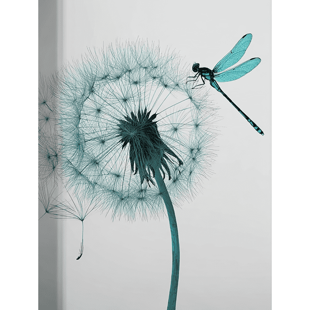 Dandelion Dragonfly Cyanotype Canvas Wall Art 15.75x11.81 Inches