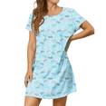 thumbnail image 1 of Camisones de Corta para Mujer, Camisetas de Dormir Estampadas para Mujer, Ropa de Dormir Mariposa Azul M, 1 of 7