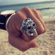 Aellinatey Skull Shaped Adjustable Rings Alloy Material Finger Rings Gift for Women Man