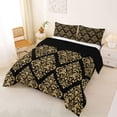 thumbnail image 2 of jejeloiu Opulent Damask Queen Comforter Set,Gold Print Comforter Sets Queen For Adults,Black Gold,Black Reversible,3pcs,1 Comforter and 2 Pillowcases, 2 of 7