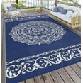 thumbnail image 2 of FairOnly 8'x10' Dark Blue Outdoor Washable Area Rug for Patio Reversible Waterproof Rug for RV Trip Stain Resistant Rugs, 2 of 7