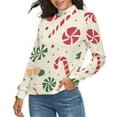thumbnail image 2 of Christmas Candy Pattern Women's Turtleneck Sweater Long Sleeve Ribbed Fitted Turtle Neck Casual Fall Winter Collection Top 2XL, 2 of 4