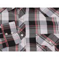 thumbnail image 3 of Men’s Western Pearl Snap Button Down Casual Long Sleeve Plaid Cowboy Shirt (#18 Black/Red, XL), 3 of 3