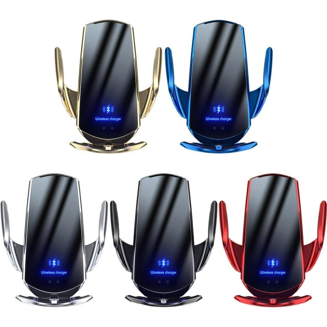 Car Wireless Charger 15W Induction Automatic Clamping Air Vent Mount Phone Holder For Smart Phones 360degrees Rotatable Car Phone Holder Wireless Charger Overcharge Protection