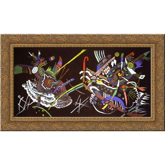 Draft for Mural In The Unjuried Art Show, Wall B 24x16 Gold Ornate Wood Framed Canvas Art by Wassily Kandinsky