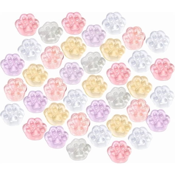 Multicolor Cat Paw Translucent Squishy for Adults Clear and Glitter Sensory Gadget Soft Tactile Office Desk Accessory Rebound Pressure Relief 10 Pack