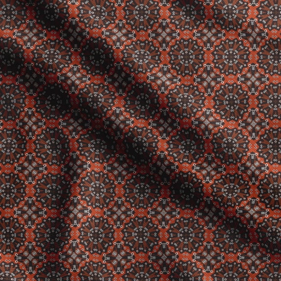 Soimoi Kaleidoscope Print, Silk Fabric, Decor Sewing Fabric by The Yard 42 Inch Wide,Decorative Fabric for Shirts Suits Ties,Rust Brown