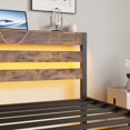 thumbnail image 5 of Heavy Duty Twin Size Platform Bed Frame Featuring USB Charging & LED Strip, No Box Spring, Sturdy Slats, Brown, 5 of 14