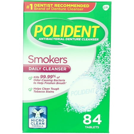 Polident Smokers, Antibacterial Denture Cleanser 84 ea (Pack of 6)