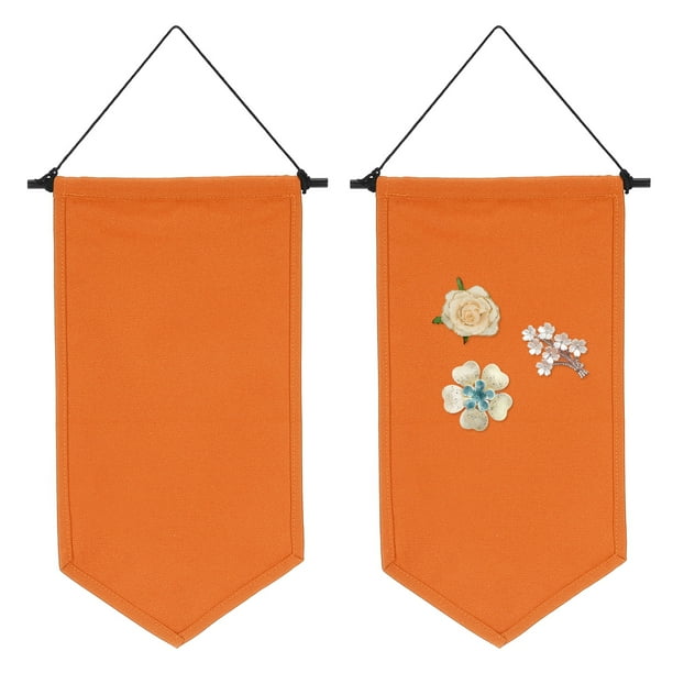 Uxcell 2Pcs Banderas de Lienzo en Blanco, Bandera de Exhibición de Pines para Decoración del Hogar Naranja