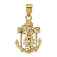 thumbnail image 4 of Finest Gold 14K Two-Tone Mariners Cross Pendant, 4 of 4
