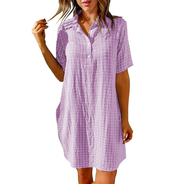 B91xZ Robe pour Femmes Été Hiver à Encolure Carrée à Manches Courtes Froncée avec Ourlet à Volants, Violet G