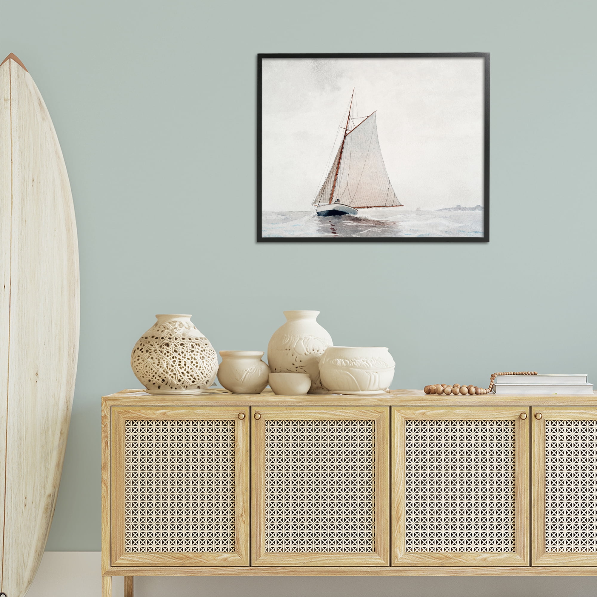 Stupell Industries Timeless Sea Vessel Transportation Painting Black Framed Art Print Wall Art, 30 x 24