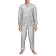 thumbnail image 3 of Yiaed Silver Glitter Print Men’s Pajamas Set - Long Sleeve Button Down Sleep Shirt and Pajama Bottoms Sleepwear Set Mens Pjs Sets Men's Pajama Bottoms-Medium, 3 of 7