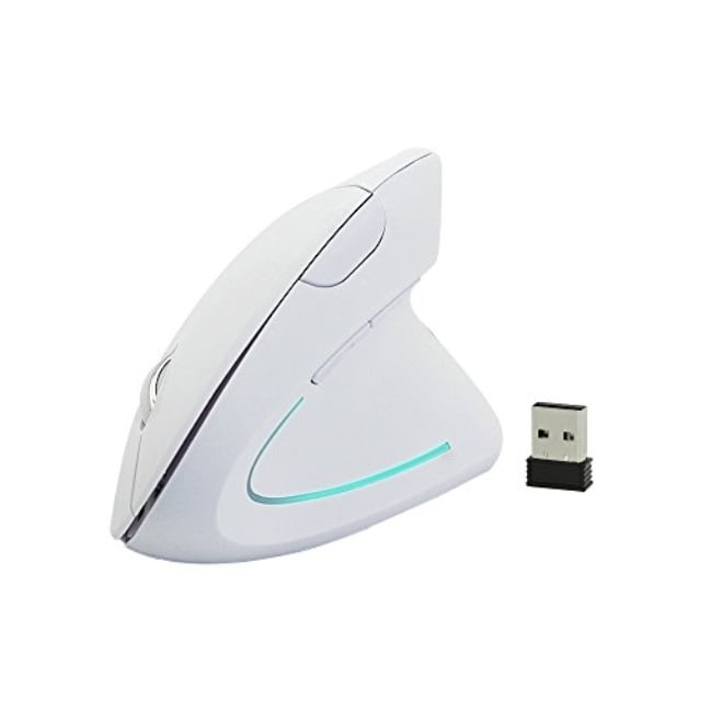 CHUSHENG Wireless Vertical Mouse Ergonomic M618 6D Optical Upright Mice 800-1200-1600DPI Adjustable Mause with Removable Palm Rest,White
