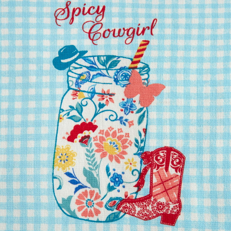 The Pioneer Woman Spicy Cowgirl Kitchen Towel Set-3 Pieces Including Oven  Mitt, Pot Holder, Kitchen Towel Gift Set for Her