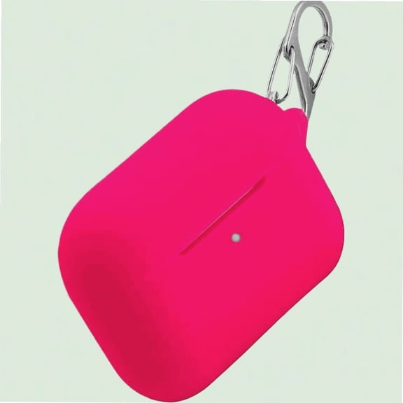 Neon Pink Soft Silicone AirPods Pro Case - Shockproof, 360° Protective Cover with Keychain