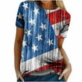 thumbnail image 4 of Lenago Hauts d'Été Grande Taille pour Femmes Mode Décontractée Blouse Ample Jour de l'Indépendance Impression Drapeau Col Rond T-Shirt Chemises Blouse Imprimée Tee Tenues du 4 Juillet pour Femmes, 4 of 9