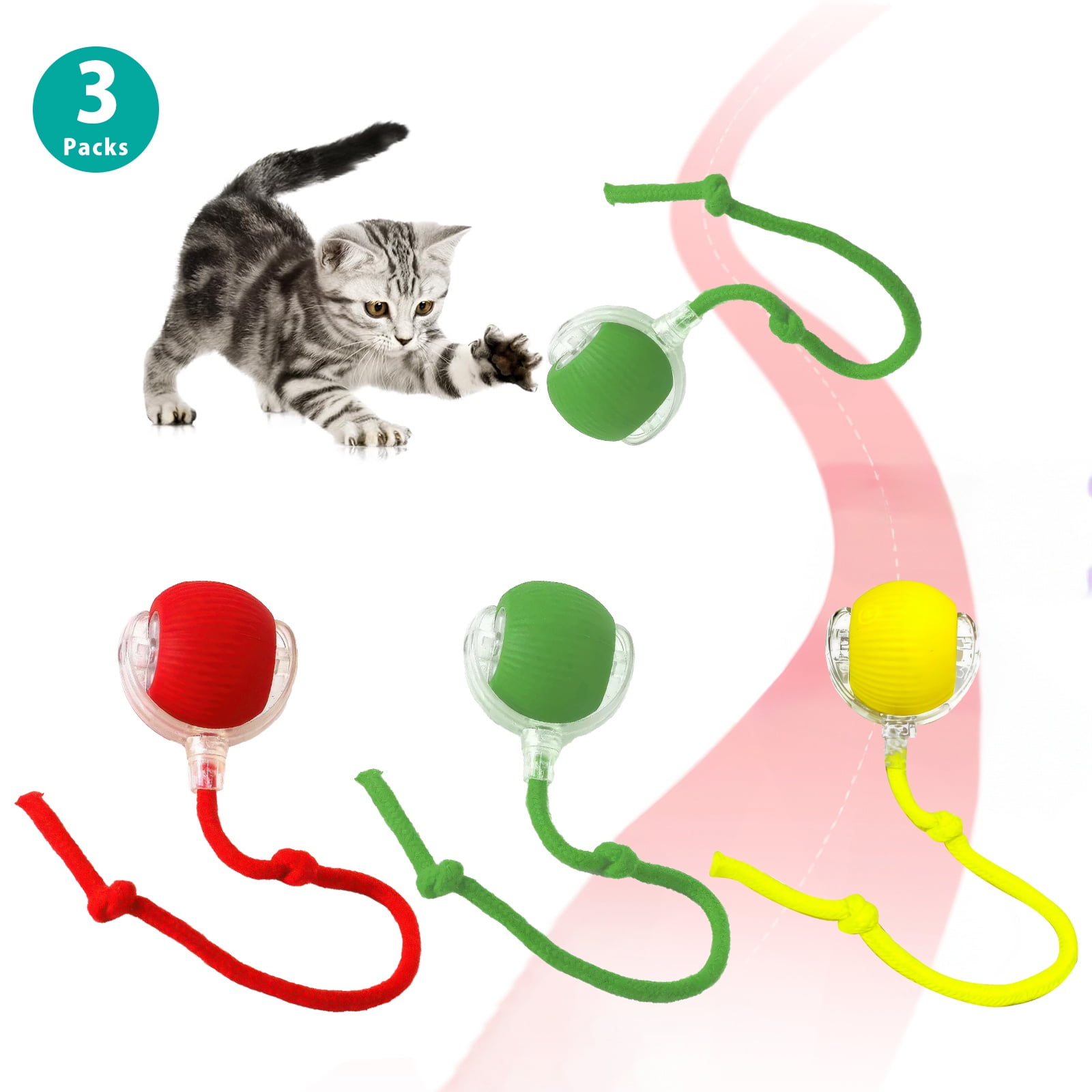 Lomyolo 3-PACK Interactive Cat Toys - 2026 New Motion Activated Automatic Rolling Cat Ball with 360° Smart Movement & Obstacle Avoidance Rechargeable Speedy Stimulation Pet Toy for Cats and Dogs
