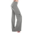 thumbnail image 2 of Spring Savings Womens Pants Oversized Straight Leg Slacks Slim Fit Flared Trousers Pockets Pants Elasticated Solid Color Slacks Plus Size Trousers Wide Leg Pants Bell-Bottomed Slacks, 2 of 7