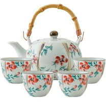 4 Cups Japanese Porcelain Tea Set, Handmade Teapot, Chinese Porcelain Gung Fu Flower Tea Set, Tea Lovers Tea Set