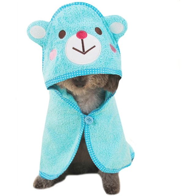 Toalla de baño con capucha para mascotas, Toalla de baño de secado de dibujos animados, absorbente grande Rojo Verde
