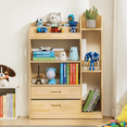 thumbnail image 4 of MoNiBloom Wood 4 Tiers 2 Drawers Bookshelf, Toys Books Display Storage Bookcase, Natural, for Home, 4 of 10