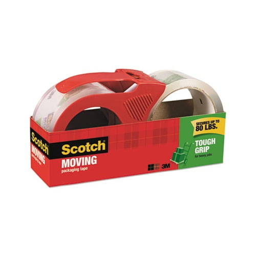 Scotch, MMM350021RD, Tough Grip Moving Packaging Tape, 2 / Pack, Clear