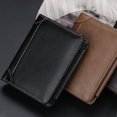 thumbnail image 5 of Carteras de cuero Dinheiro de tres pliegues para hombres, estilo corto, monedero para hombres, 5 of 5
