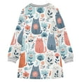 thumbnail image 6 of Girls' long-sleeved dress Cute Cats and Flowers Girls' A-line dress with ribbed cuffs Soft and comfortable, 6 of 6
