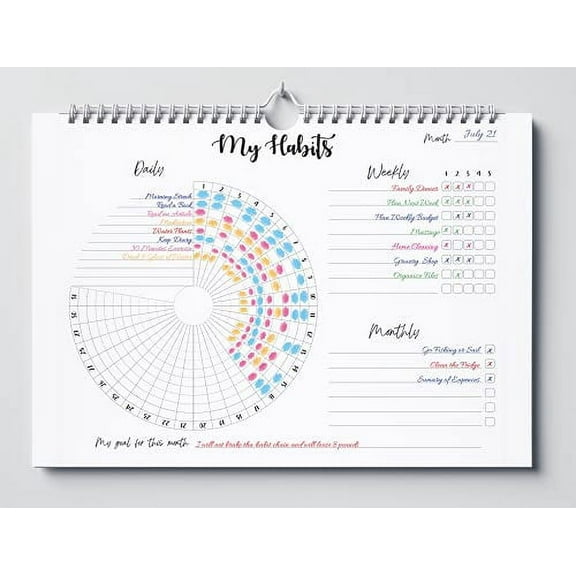 FeroniArt Habit Tracker Inserts 8" x 10" Planners & Appointment Book, 30 Pages, 30 Count Pack