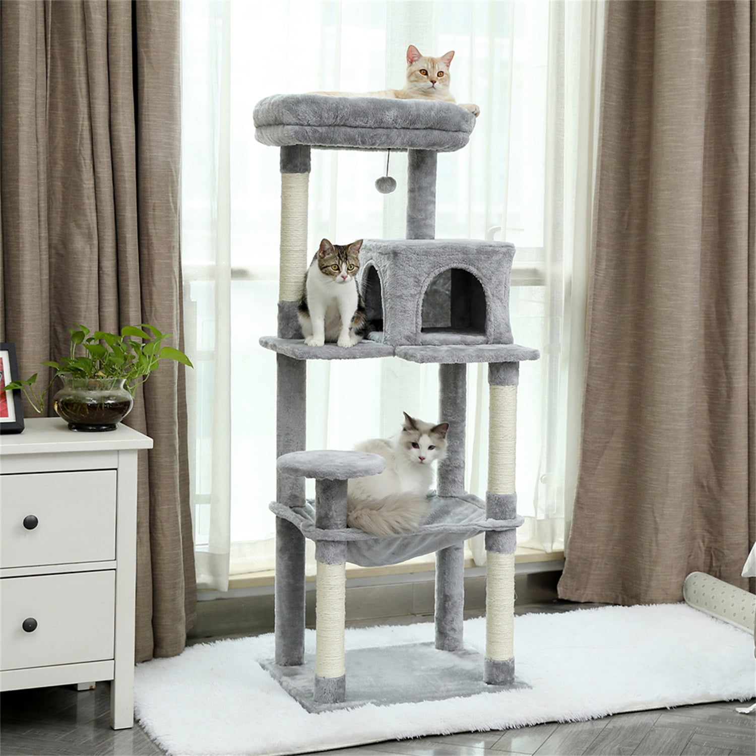Pefilos Cat Tree Tower for Indoor cats wall Multi-Level Cat Tower for Large Cats Sturdy Cat Tree House for Indoor Cats Hammock and Condo for Cats, Gray Pefilos Cat Tree Tower for Indoor cats wall Multi-Level Cat Tower for Large Cats Sturdy Cat Tree House for Indoor Cats Hammock and Condo for Cats, Gray