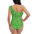 thumbnail image 5 of Sikiie St Patrick's Day Print Women One Piece Swimsuits Tummy Control One Shoulder Bathing Suits Ruffle Swimwear, From S to XXL-XX-Large, 5 of 6