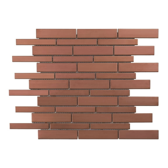 Modket TDH486RG Rose Gold Satin Copper Metallic Metal Linear Mosaic Tile Kitchen Wall Backsplash
