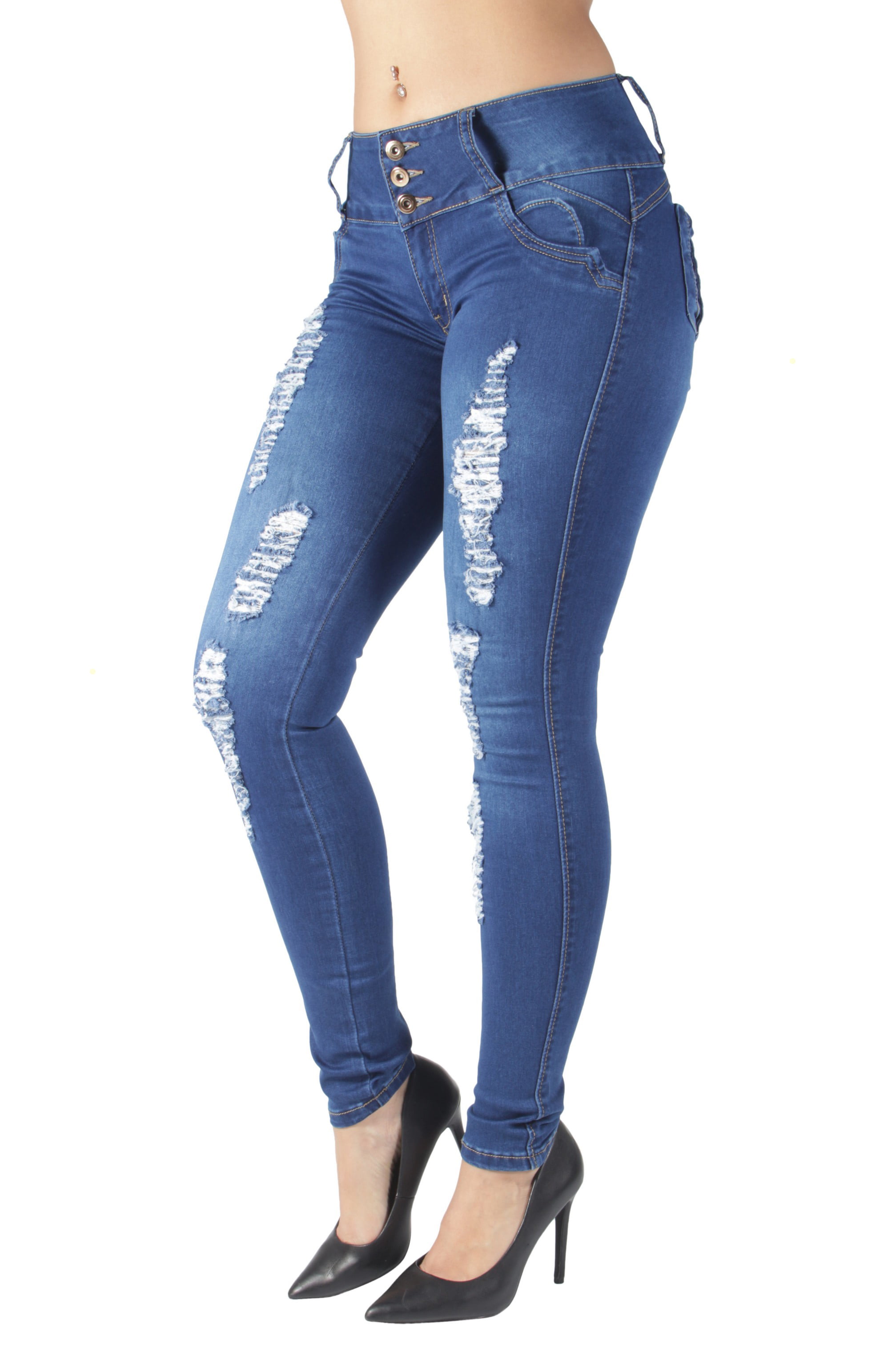 Chiqle Junior's Jeans Distressed Skinny Stretch Denim