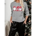 thumbnail image 4 of VILOVE Women Merry Christmas Sweatshirt Gnomes Santas Graphic Christmas Sweatshirt Cute Long Sleeve Pullover Top, 4 of 6