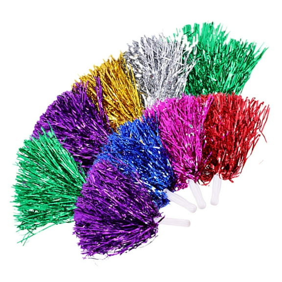 Raindrops 9pcs Small Pom Poms Cheerleading,Cheerleading Fluffy Metallic Pom Poms With Handles For Kids Adults Team Party Cheering