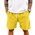 thumbnail image 6 of Corduroy Shorts Men Drawstring Waisted with Pockets Shorts Casual Regular Fit Vintage Cozy Soft Bermuda Shorts Corduroy Straight-Leg Cargo Short,Yellow L, 6 of 6
